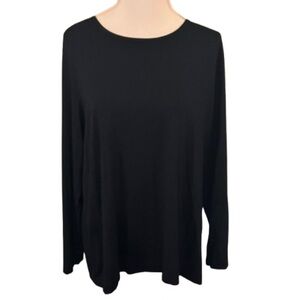 Chico’s Long Sleeve Black Tee Size XL Casual Layering Neutral Minimalist Staple